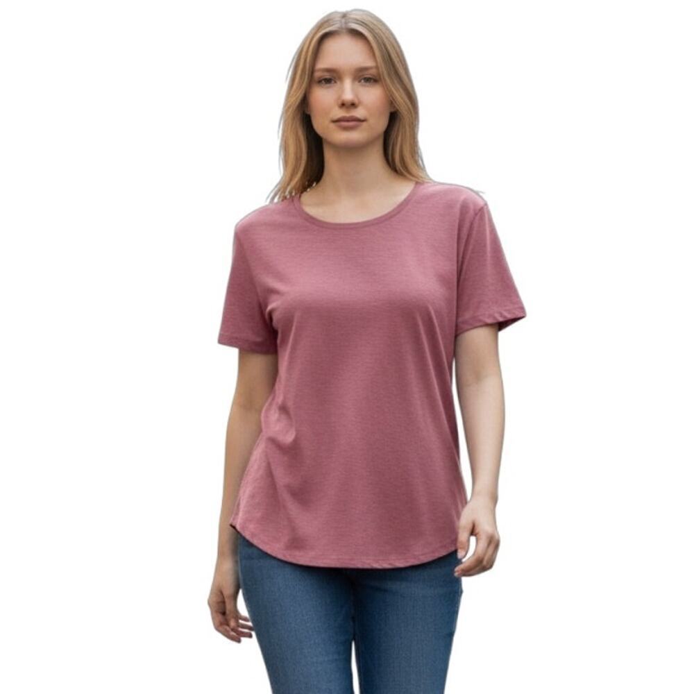 Felina Women's Slub Jersey T-Shirt XL Pink Short Sleeve Round Neck Cotton Blend